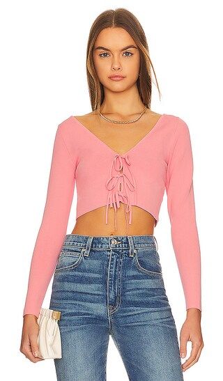 Sharee Cropped Pullover in Rose | Revolve Clothing (Global)
