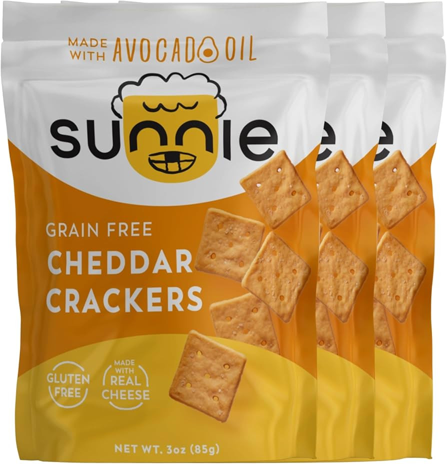 Sunnie Gluten Free Cheddar Crackers - Healthy Grain Free Crackers Made with Real Cheese - Snacks ... | Amazon (US)