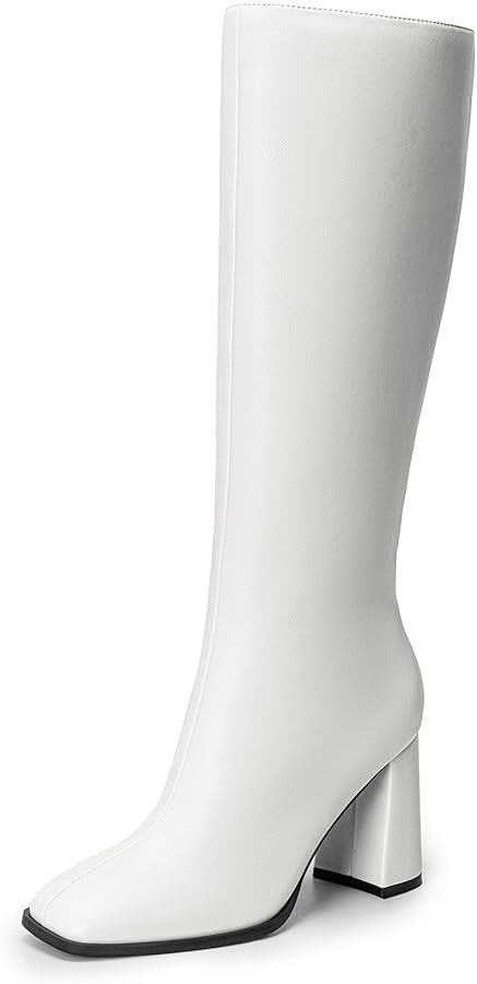 DREAM PAIRS Women's Knee High Boots Square Toe Gogo Boots Chunky Heel Boots with Side Zip Fashion... | Amazon (US)