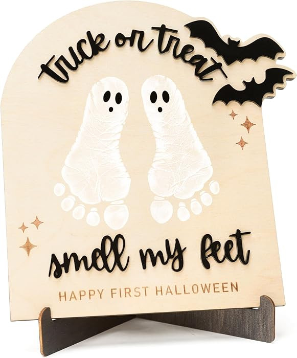 My First Halloween, Halloween Baby Footprint Wooden Sign, Trick or Treat Smell My Feet Keepsake, ... | Amazon (US)