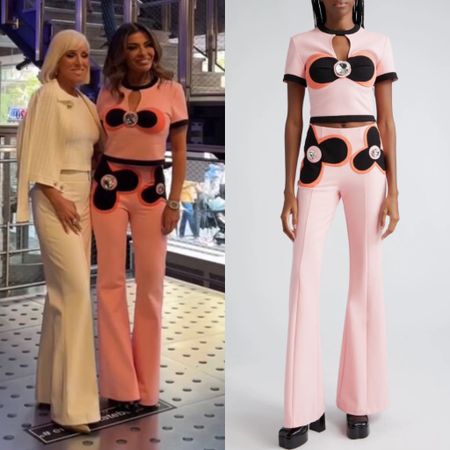 Dolores Catania’s Pink and Black Flower Pant Set 📸 + Info= @therealmargaretjosephs 