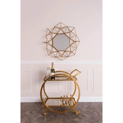 ELK Rolling Ring Bar Cart, Gold | Ashley Homestore