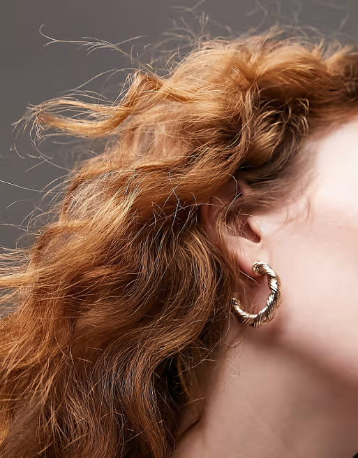 Topshop chunky twisted hoop earrings in gold | ASOS (Global)