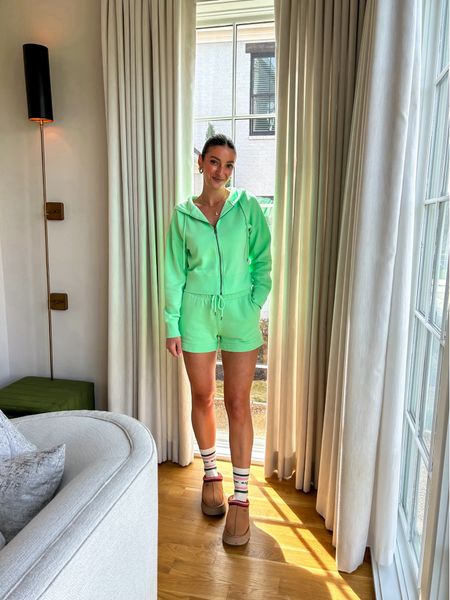 Target set! Wearing a small in the shorts and the zip up but I would’ve liked to have more room in the shorts so if you’re like me and you prefer a baggier fit on sweat shorts like this - size up one. This green is the perfect color for spring! 

#LTKfindsunder50 #LTKstyletip #LTKSeasonal