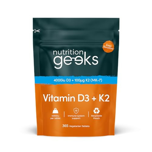 Vitamin D3 4000 iu & Vitamin K2 MK7 100μg - 1 Year Supply, 365 Easy-Swallow Vitamin D3 K2 Tablets, 1-A-Day High Strength Vegetarian D3 and K2 Vitamin Supplements, UK Made Vitamin D Tablets | Amazon (UK)
