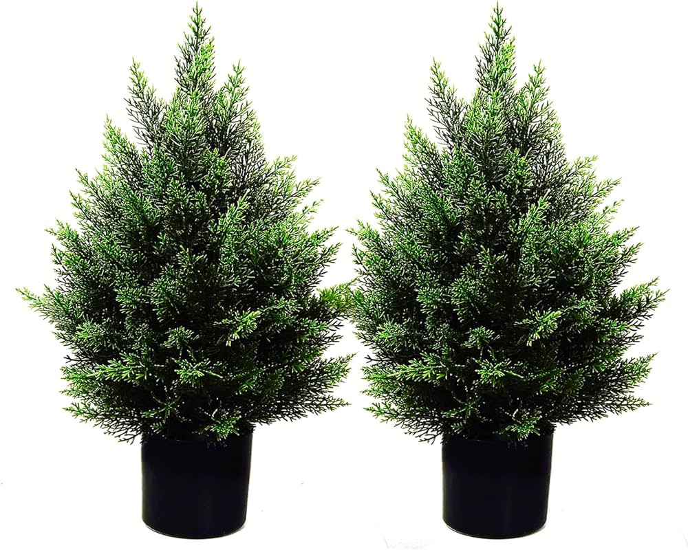 2FT Artificial Topiary Tree Beautiful Realistic Faux Cedar Pines Christmas Trees UV Rated Fake Sh... | Amazon (US)