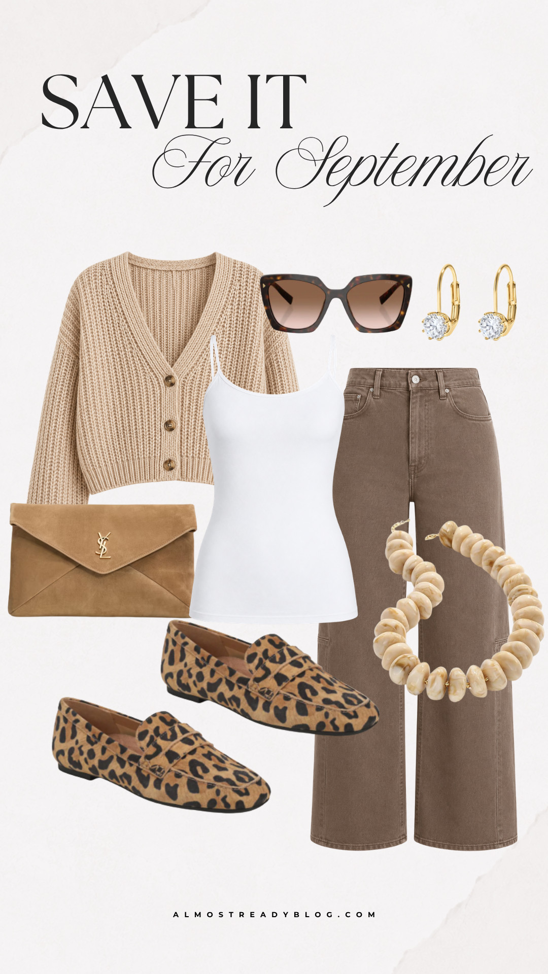 A chic transitional outfit with a neutral cardigan, brown jeans, leopard loafers, and classic accessories.

early fall outfit, transitional fall outfit, casual chic outfit, brown jeans outfit, neutral cardigan, leopard loafers, fall layers, everyday style, casual outfit, September outfit

#LTKootd #LTKOver40