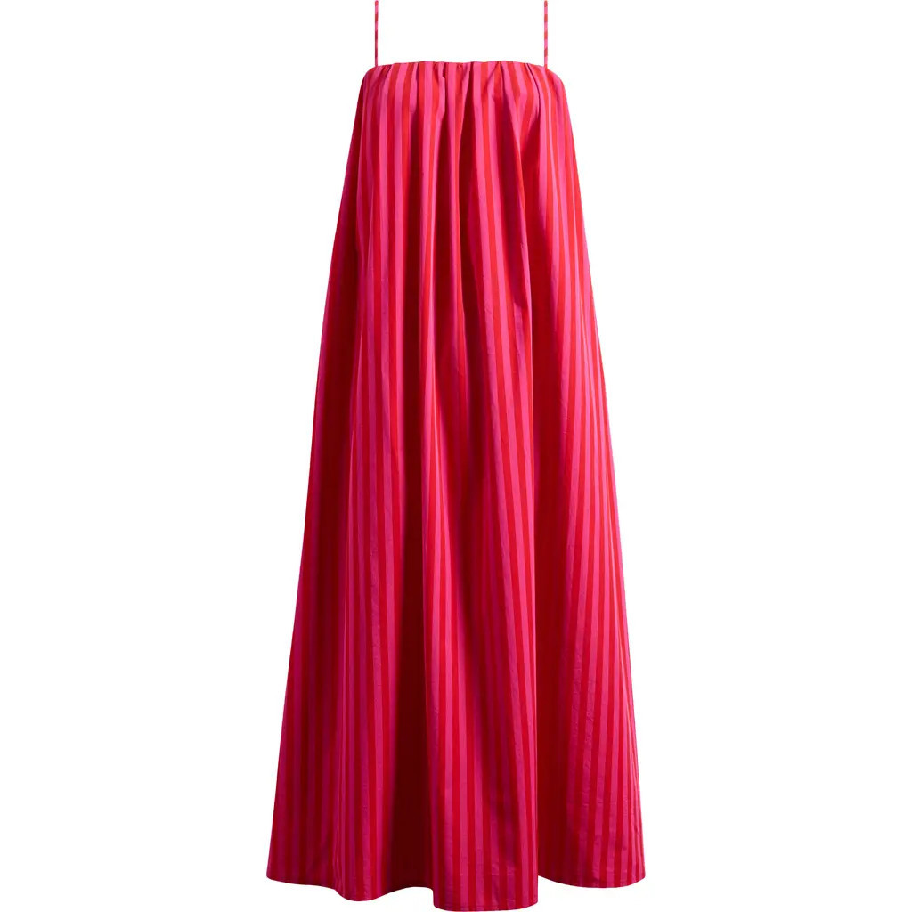 Madewell Marsha Stripe Cotton Midi Sundress in Modern Fuchsia at Nordstrom, Size Xx-Small | Nordstrom