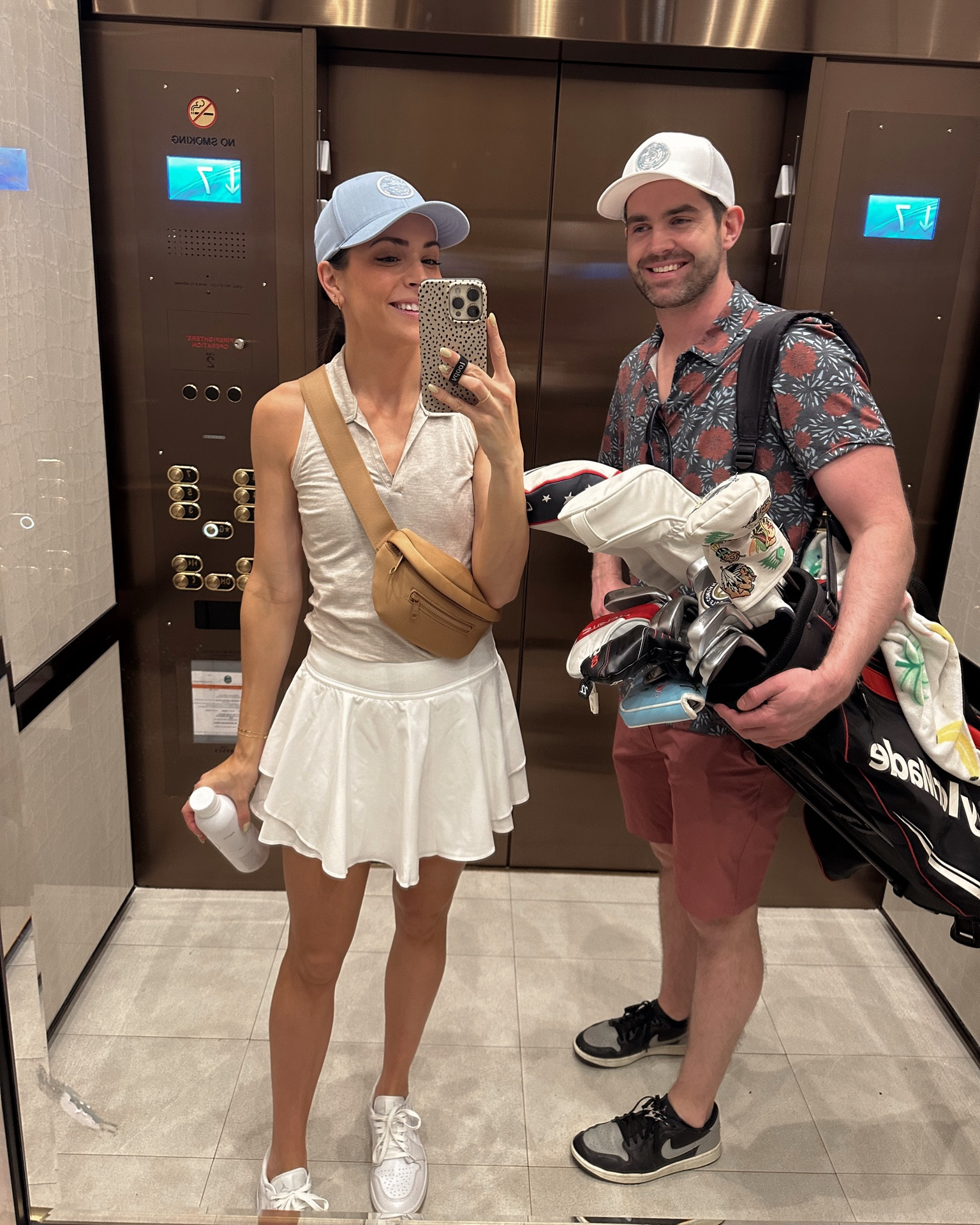 Golf outfits for her and him ⛳️ 
Sleeveless polo: true to size (S) 
Skirt: tts 6
Golf sneakers: tts or size down if between

Tom’s polo & shorts are TTS (larges) 

Travismathew / Lululemon skort 

#LTKfindsunder100 #LTKtravel #LTKfitness