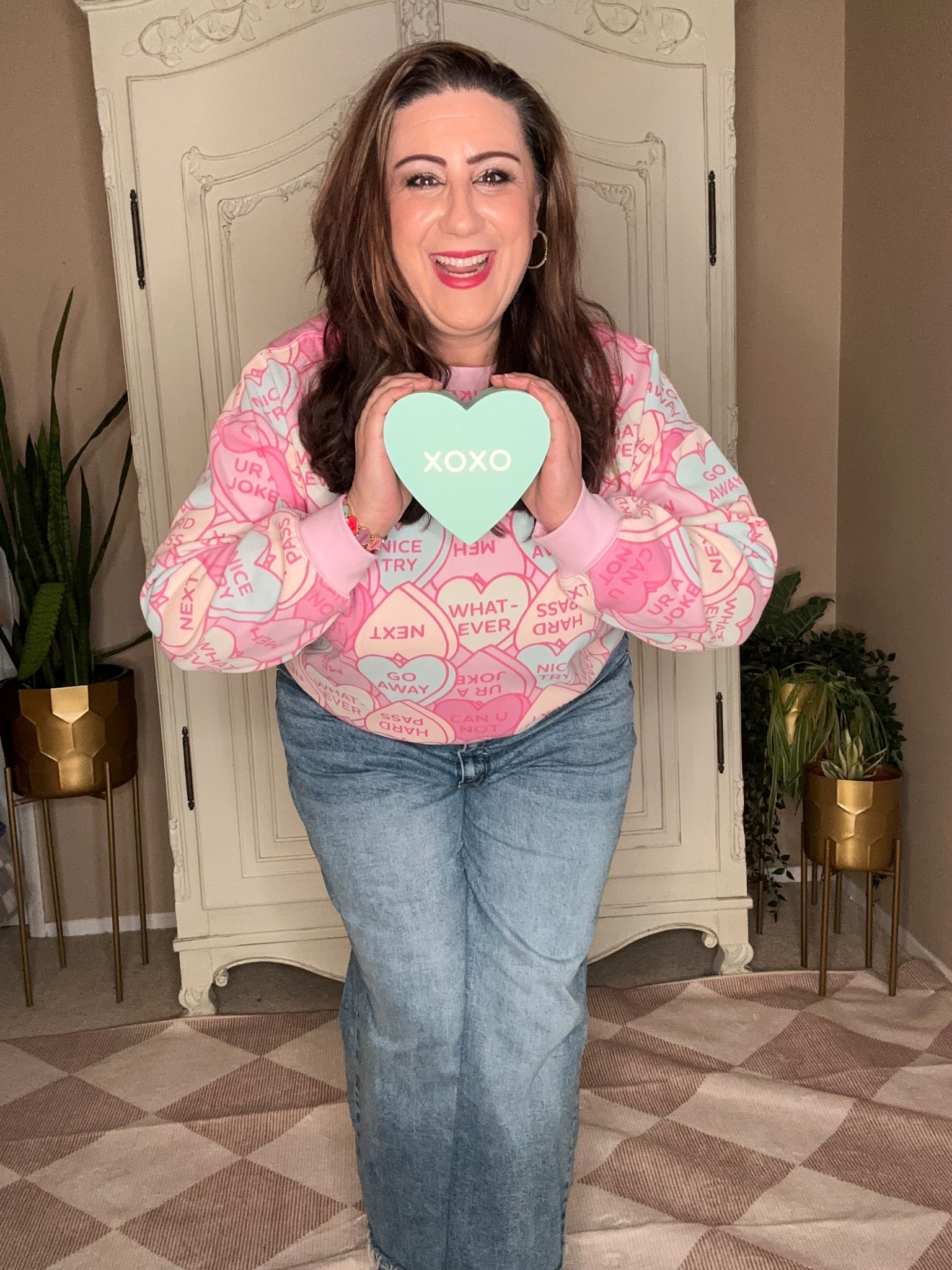 How I feel when someone tells me I helped them find cute affordable fashion & they are having their midlife glow up 💕💕💕💕💕💕💕

Thank you to everyone who has supported Styling Curves over the years. My mission has always been to help women get their confidence & sparkle back by expressing themselves through fabulous fashion finds at an affordable price. 

Thank you for joining me on my journey.

As always everything is linked in my LTK @StylingCurves

I’m a 16/18 & 5’4. I’m wearing a size 14 in the wide leg jeans & an XL 16-18 in the conversation heart sweatshirt. 


#plussize #plussizestyle #PlusSizeFashion #midsizefashion #midsize #antipooch #curvyfashion #curvyandconfident #midsizestyle #midsizefashion #midsize #styleover40 #over50andfabulous 

@walmart 

#LTKPlusSize #LTKMidsize #LTKvlog