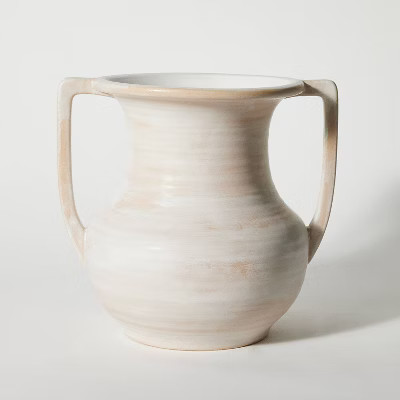 Large Ceramic Trophy Vase - Threshold™ designed with Studio McGee: Cream, Side Handles, Waterti... | Target