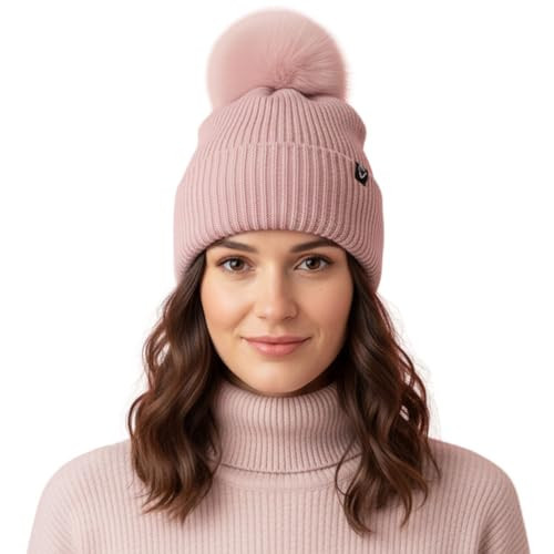 Funky Junque Womens Ribbed Knit Pom Pom Beanie - Pink | Amazon (US)