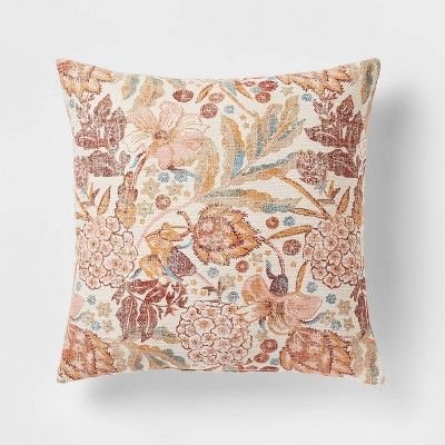 Floral Printed Square Throw Pillow - Threshold&#8482; | Target