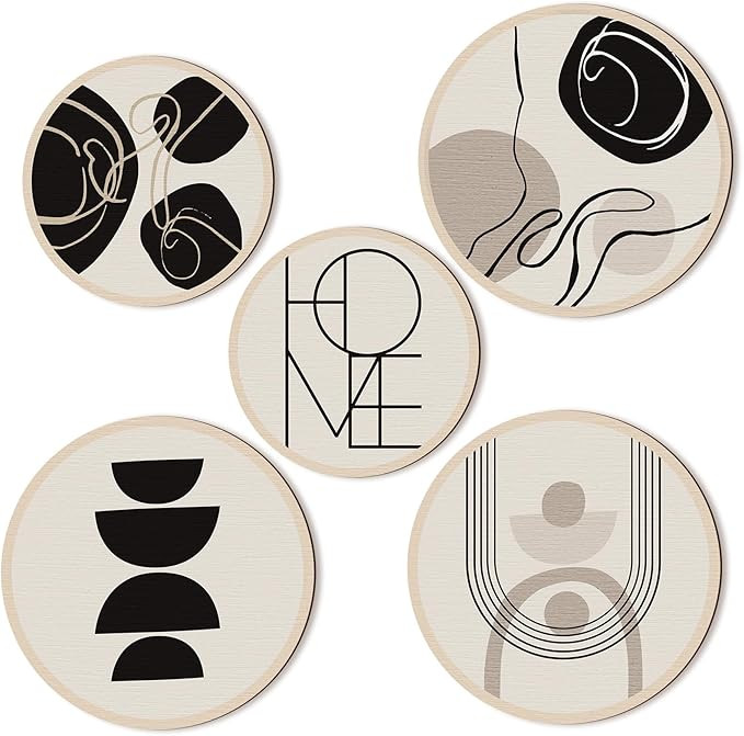 Qunclay 5 Pcs Wall Art Decor Wooden Living Room Wall Decor Bohemian Hanging Farmhouse Geometric 1... | Amazon (US)