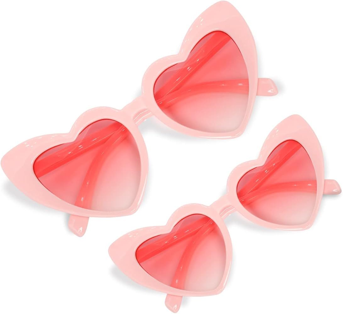 ailov Fashion Pink Heart Sunglasses for Men Women Parents kids Duo Pack Retro Love Shaped Cat Eye... | Amazon (US)