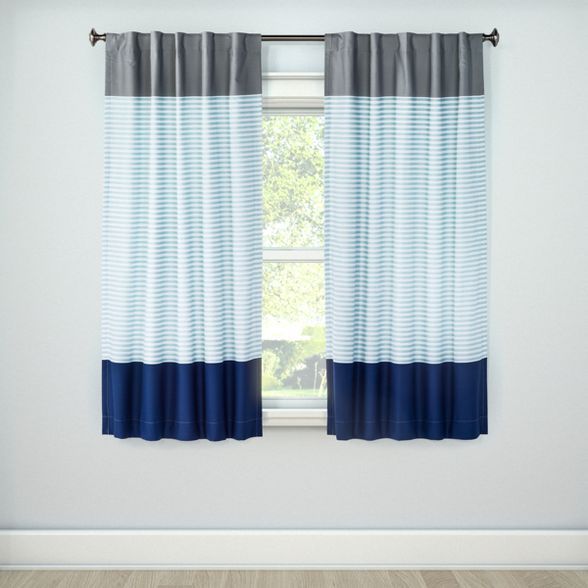 Colorblock Striped Blackout Curtain Panel - Pillowfort™ | Target