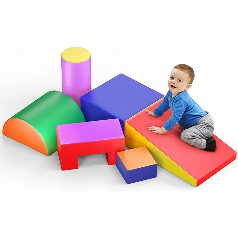 Reliancer 6-Piece Climb&Crawl Foam Activity Play Set Foam Climbing Blocks Educational Step and Sl... | Walmart (US)