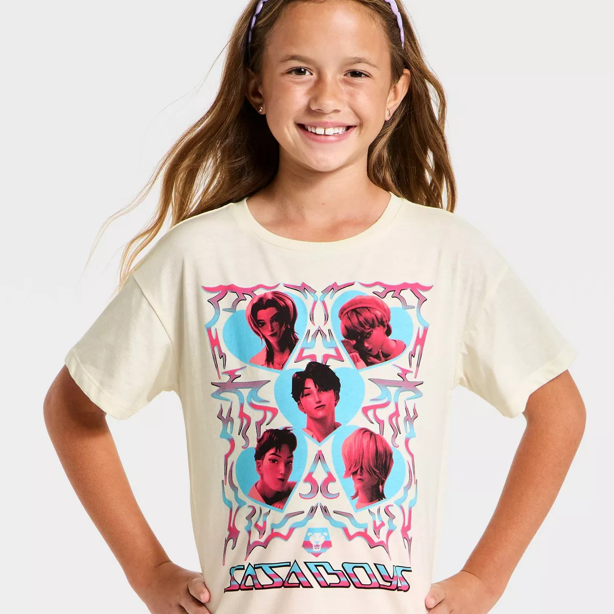 Girls' KPop Demon Hunters Saja Boys Short Sleeve Graphic T-Shirt - Ivory | Target