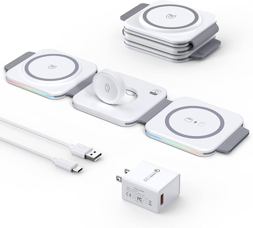 Mag-Safe Charger,Hohosb 3 in 1 Magnetic Foldable Charging Station,Mag-Safe Travel Wireless Chargi... | Amazon (US)