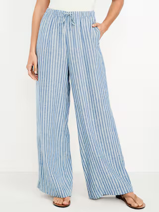 High-Waisted Linen-Blend Super Wide-Leg Pants | Old Navy (US)