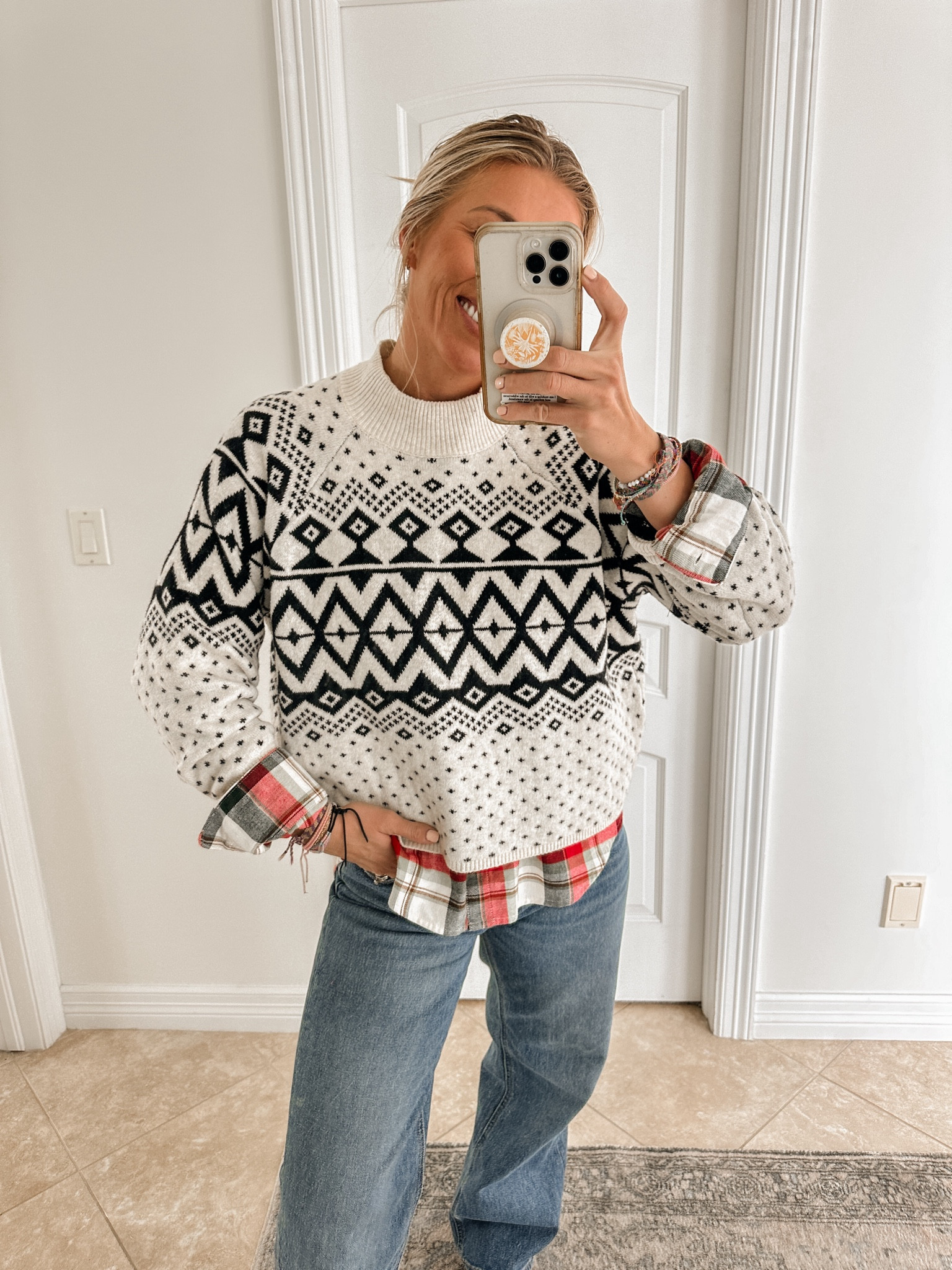 Wearing large in this sweater! Large in the flannel button up. 

Sarah Joy, holiday outfit, Christmas sweater, flannel button up, thanksgiving outfit 

#LTKSeasonal #LTKFindsUnder50 #LTKHoliday