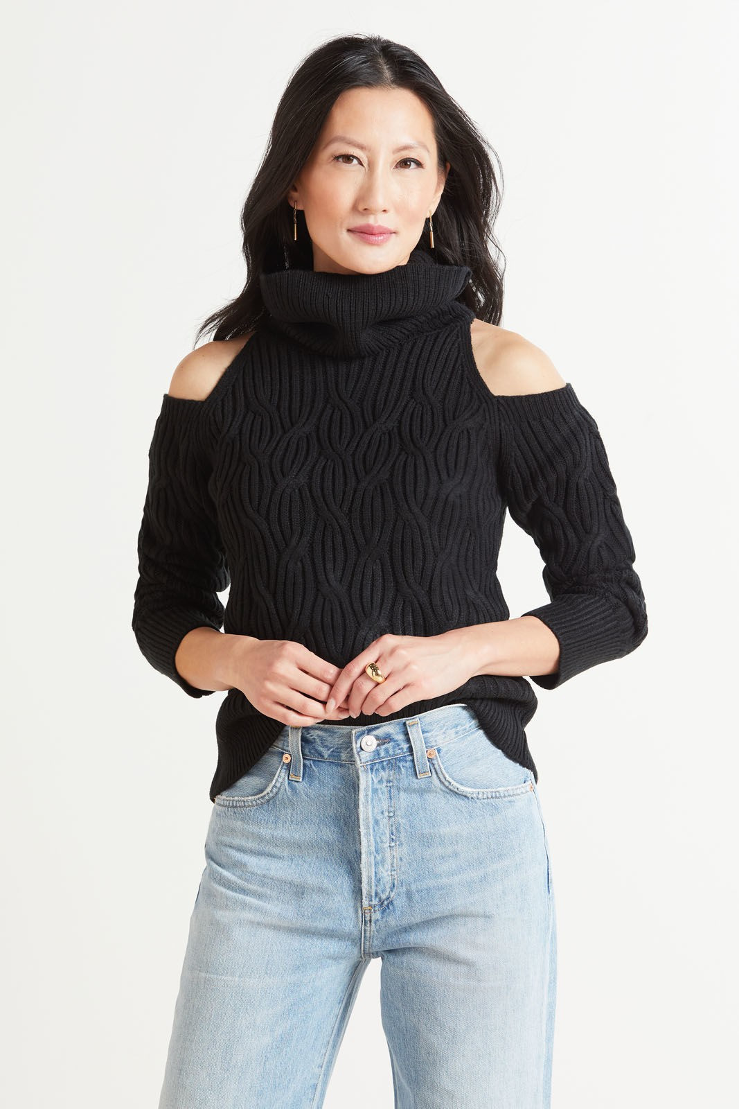 EVEREVE Paxton Double Cut Out Turtleneck Pullover | EVEREVE | Evereve