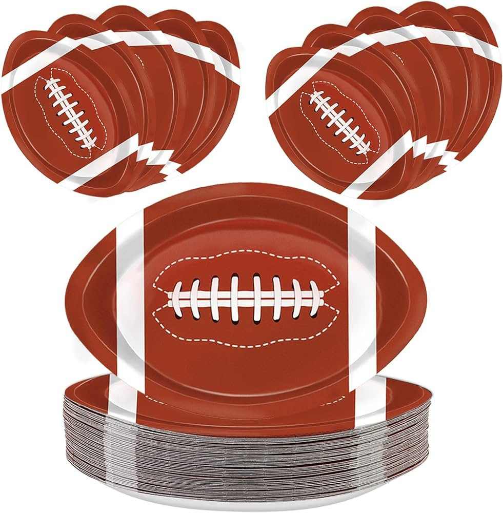 QIYANPAX 50Pcs Football Shaped Disposable Paper Plates Football Plates Football Party Supplies fo... | Amazon (US)
