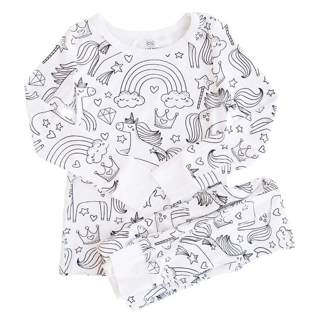 Color Me Pajama™ Two Piece Set | Enchanted Unicorns | Caden Lane
