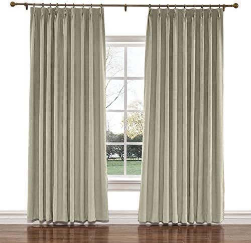 TWOPAGES 52 W x 96 L inch Pinch Pleat Darkening Drapes Faux Linen Curtains Drapery Panel for Livi... | Amazon (US)