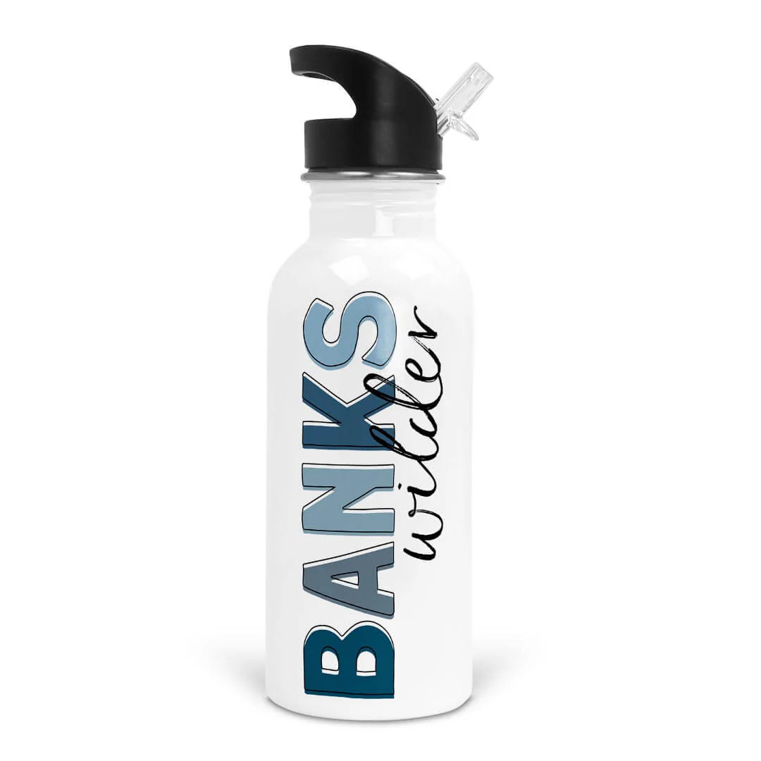 Baby Blues Color Block Personalized Kids Water Bottle | Caden Lane