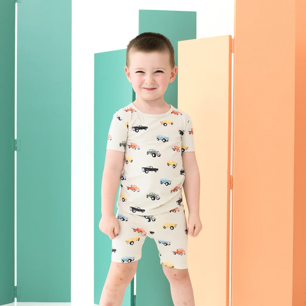 Short Sleeve Pajamas in Vintage Truck | Kyte BABY