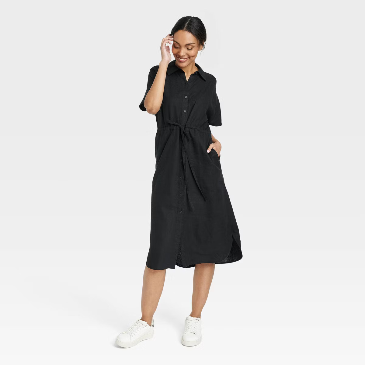 Women's Short Sleeve Linen Midi Shirtdress - A New Day™ | Target