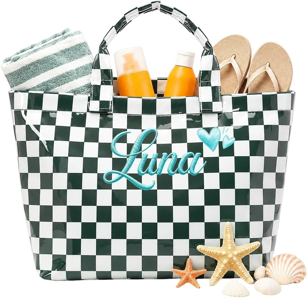 Personalized Jelly Beach Tote Bag with Name, Custom Waterproof PVC Tote for Women, Large Sandproo... | Amazon (US)