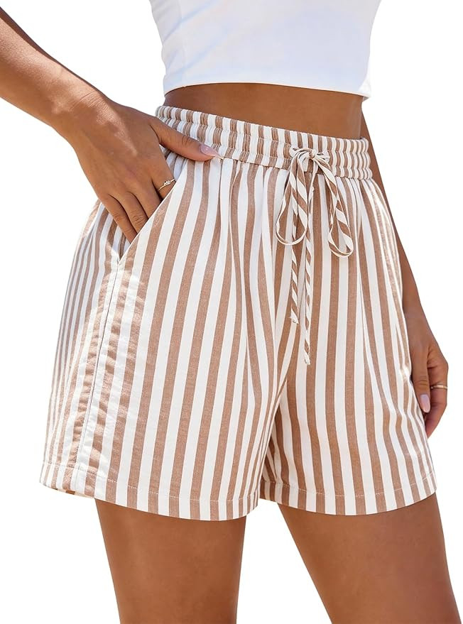 PRETTYGARDEN Elastic Waist Summer Shorts for Women Trendy 2026 Gingham Cute Pajama Bottoms Plaid ... | Amazon (US)