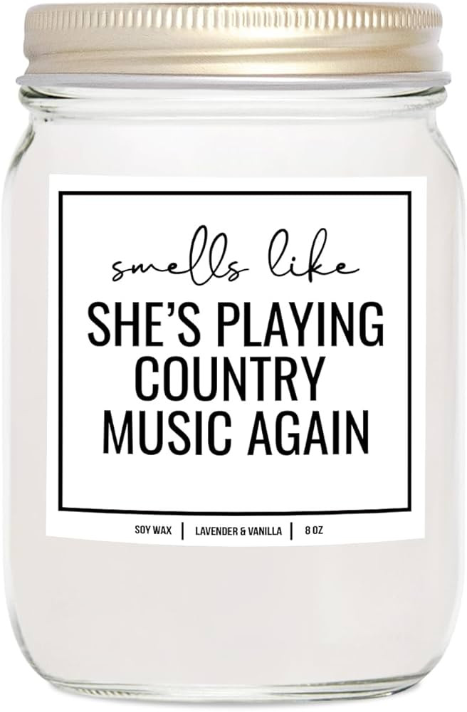 YouNique Designs Candle for Country Music Fan Gift 8oz Candle - Cowgirl Gifts for Country Music L... | Amazon (US)