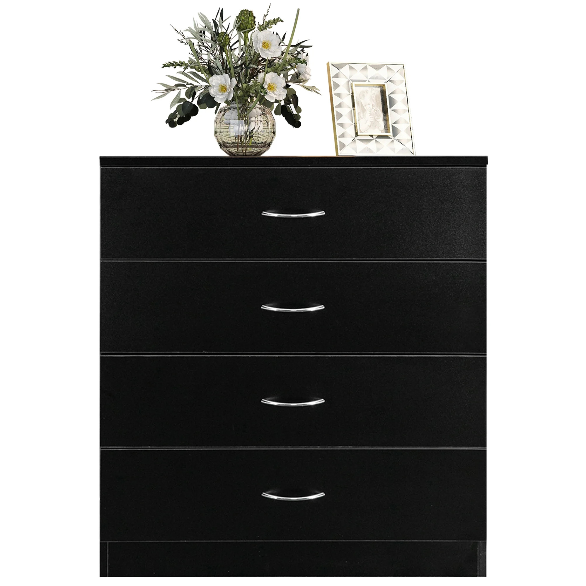 Paproos Contemporary 4 Drawer Dresser, Black, Wood, 25.98 x 13 x 28.5 in, 48 lbs | Walmart (US)