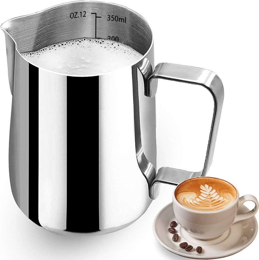 Milk Frothing Pitcher, Stainless Steel Art Creamer Cup Milk Frother Steamer Cup Stainless Steel C... | Amazon (US)