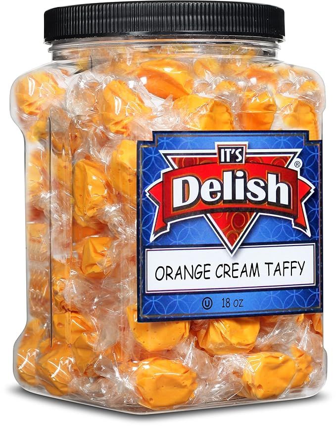 Halloween Orange Cream Taffy Chews by It's Delish, 18 OZ Jumbo Container Jar – Individually Wra... | Amazon (US)