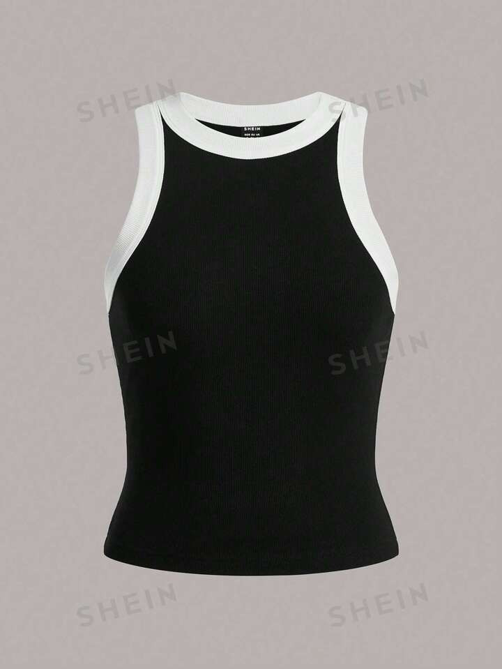 SHEIN BASICS Contrast Trim Tank Top | SHEIN USA | SHEIN