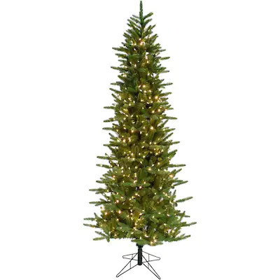Fraser Hill Farm  6.5-ft Pine Pre-lit Traditional Slim Artificial Christmas Tree with Incandesce... | Lowe's