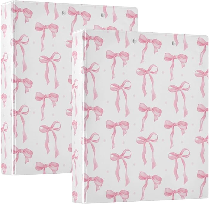 Pink Coquette Bow Binder 1.5 Inch Binder with Clipboard&Pockets, Preppy Cute Bow Riband Hardcover... | Amazon (US)
