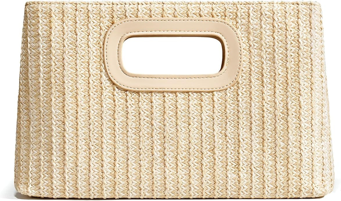 Chic Straw Clutch Purses for Women with Top Handle Summer Bag, Ideal Vacation Handbags and Woven ... | Amazon (US)