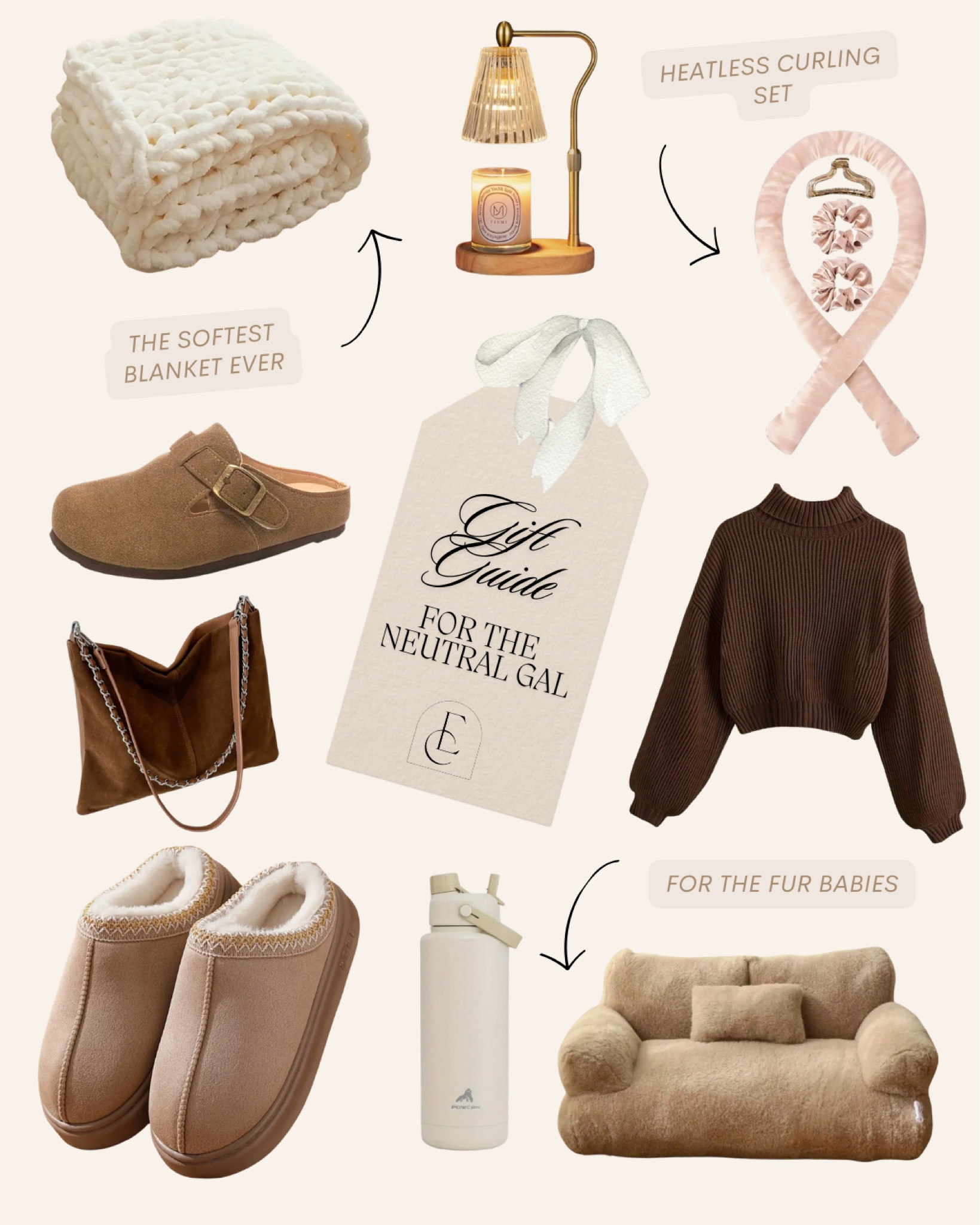 #GiftGuide | Neutral and cozy vibes only! 

🤍 Whether you’re shopping for the homebody, the trendsetter, or the fur baby lover, this list has the perfect gifts for every neutral gal on your list. Think cozy blankets, chic decor, and everyday essentials with a stylish twist.

#CozyGiftIdeas #NeutralAesthetic #LTKHolidayGifts 

#LTKGiftGuide #LTKStyleTip #LTKHoliday