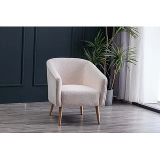 WOVENBYRD Faux Shearling Barrel Accent Chair | Bed Bath & Beyond