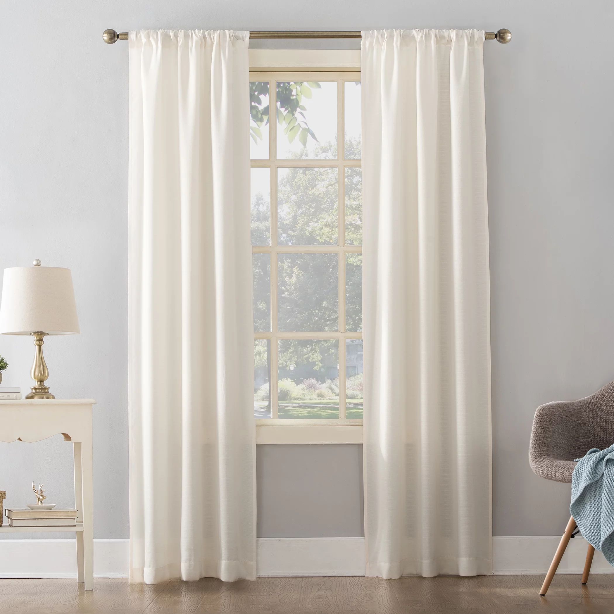 Mainstays Textured Solid Curtain Panel | Walmart (US)