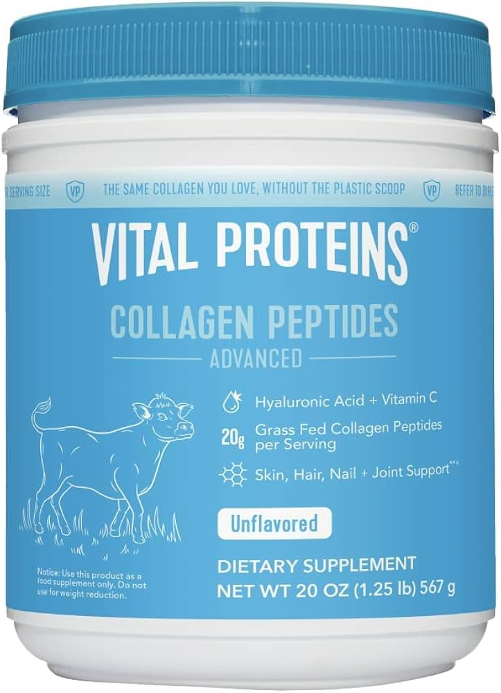 Vital Proteins Collagen Peptides Powder with Hyaluronic Acid and Vitamin C, Unflavored, 20 oz | Amazon (US)