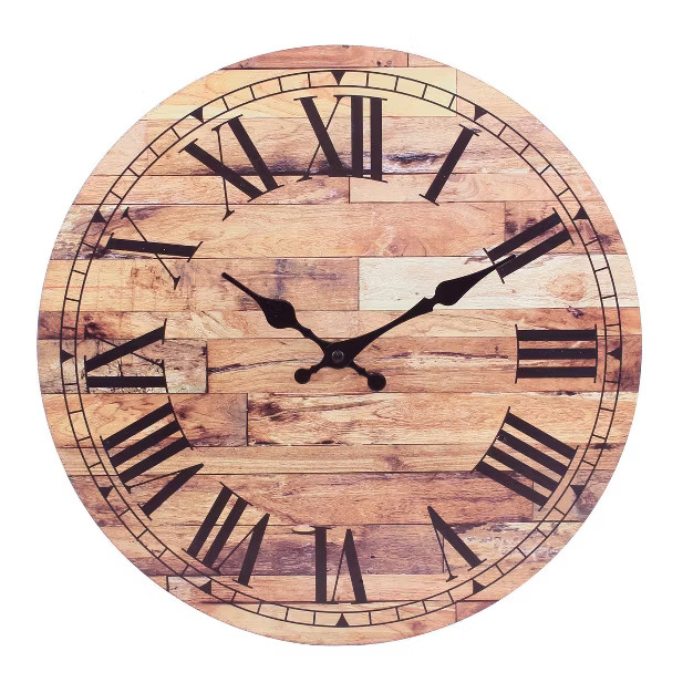 23.6" Wooden Roman Numeral Wall Clock Brown - Stonebriar Collection | Target
