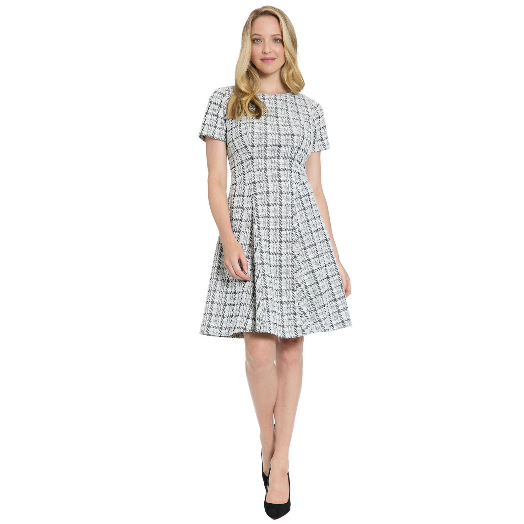 Women's London Times Tweed Short Sleeve Fit & Flare Dress | Kohl's
