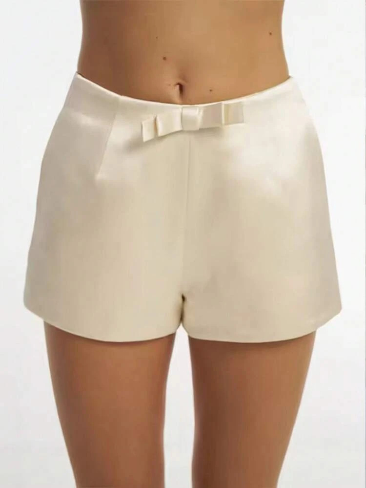 Women Elegant Solid Color Loose Lantern Sleeve Blouse And Shorts Set | SHEIN