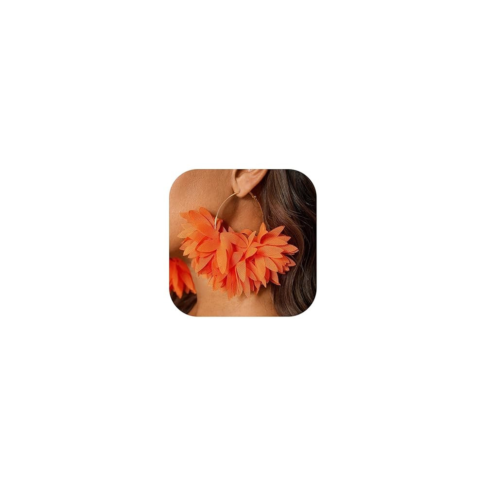 Flower Earrings for Women Hoop Statement Earrings Large Dangle Floral Accessories for Party Trend... | Amazon (US)